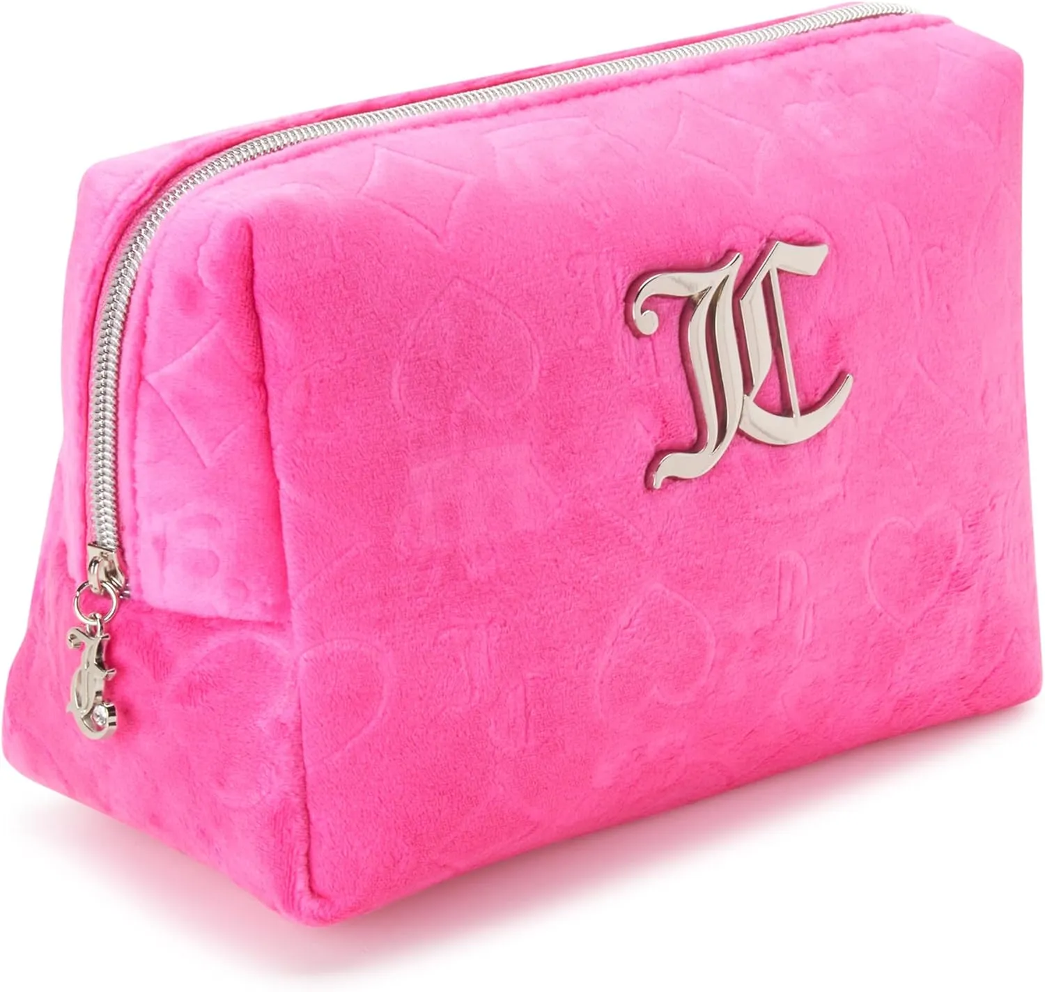 Juicy Couture Women's Cosmetics Bag - Travel Makeup and Toiletries Clutch Wedge Pouch, Hot Pink