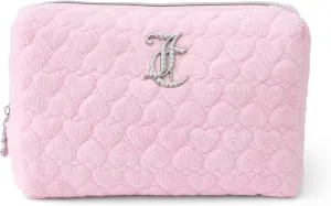 Juicy Couture Women's Cosmetics Bag - Travel Makeup and Toiletries Clutch Wedge Pouch, Pink Terry Towel