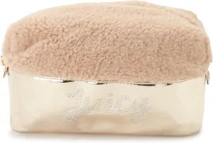 Juicy Couture Women's Cosmetics Bag - Travel Makeup and Toiletries Top Zip Folded Top Wedge Pouch - Travel Cosmetic Bag, Gold