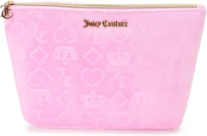 Juicy Couture Women's Cosmetics Bag - Travel Makeup and Toiletries Top Zip Wedge Pouch, Size One Size, Pink