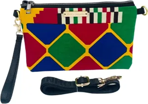 Julie Crossbody - Handmade Handbags for Women - Crossbody Bag with Detachable Straps - Made of African Wax Cotton (9 Inches Long, Multicolor)