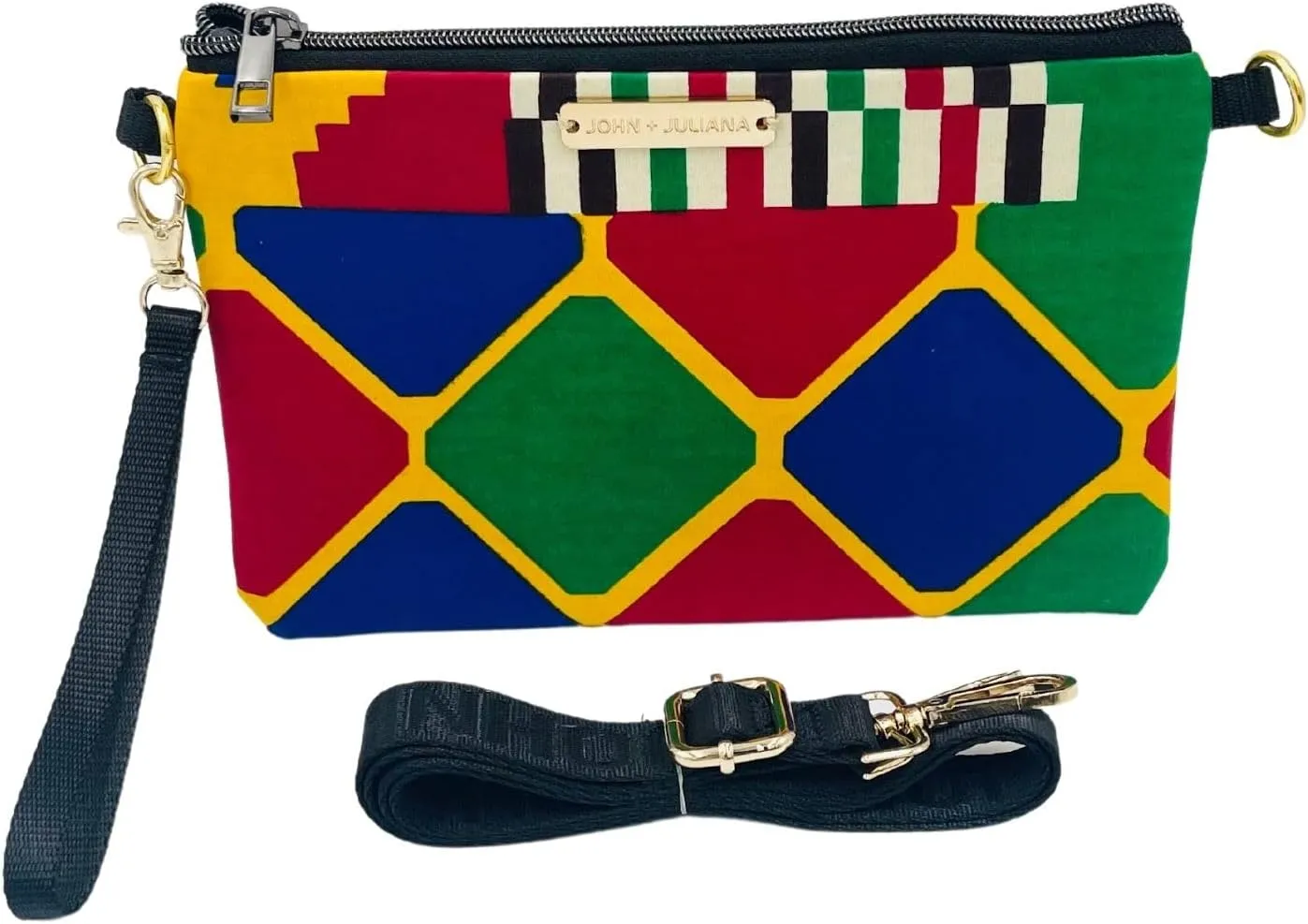Julie Crossbody - Handmade Handbags for Women - Crossbody Bag with Detachable Straps - Made of African Wax Cotton (9 Inches Long, Multicolor)