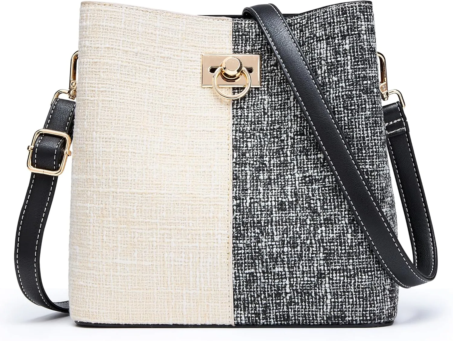 KALIDI Crossbody Purses for Women Vegan Leather Bucket Bag Fashion Ladies Crossbody Handbag Shoulder Purse with Multi Pockets