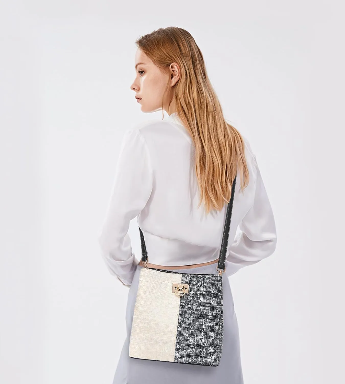 KALIDI Crossbody Purses for Women Vegan Leather Bucket Bag Fashion Ladies Crossbody Handbag Shoulder Purse with Multi Pockets