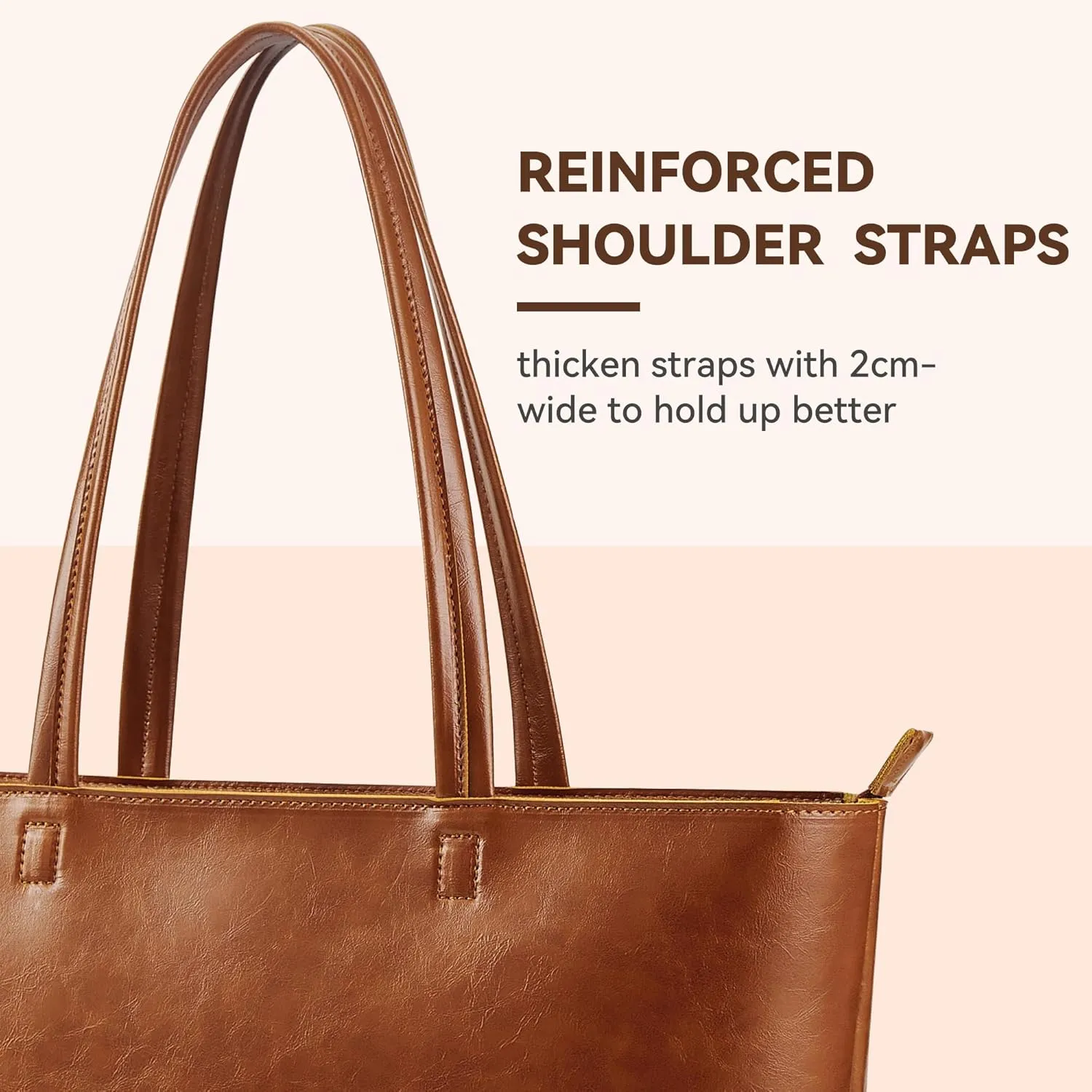 KALIDI Tote Bag Zipper Shoulder Bag Faux Leather Purses Satchel for Women Large Casual Handbag Work Dating College