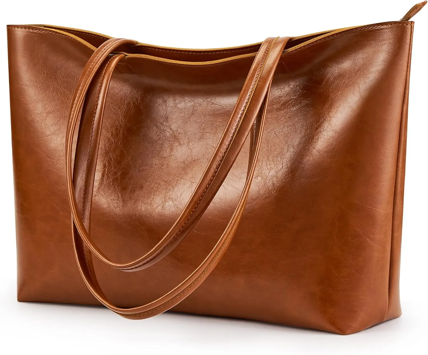 KALIDI Tote Bag Zipper Shoulder Bag Faux Leather Purses Satchel for Women Large Casual Handbag Work Dating College