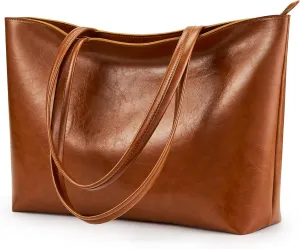 KALIDI Tote Bag Zipper Shoulder Bag Faux Leather Purses Satchel for Women Large Casual Handbag Work Dating College