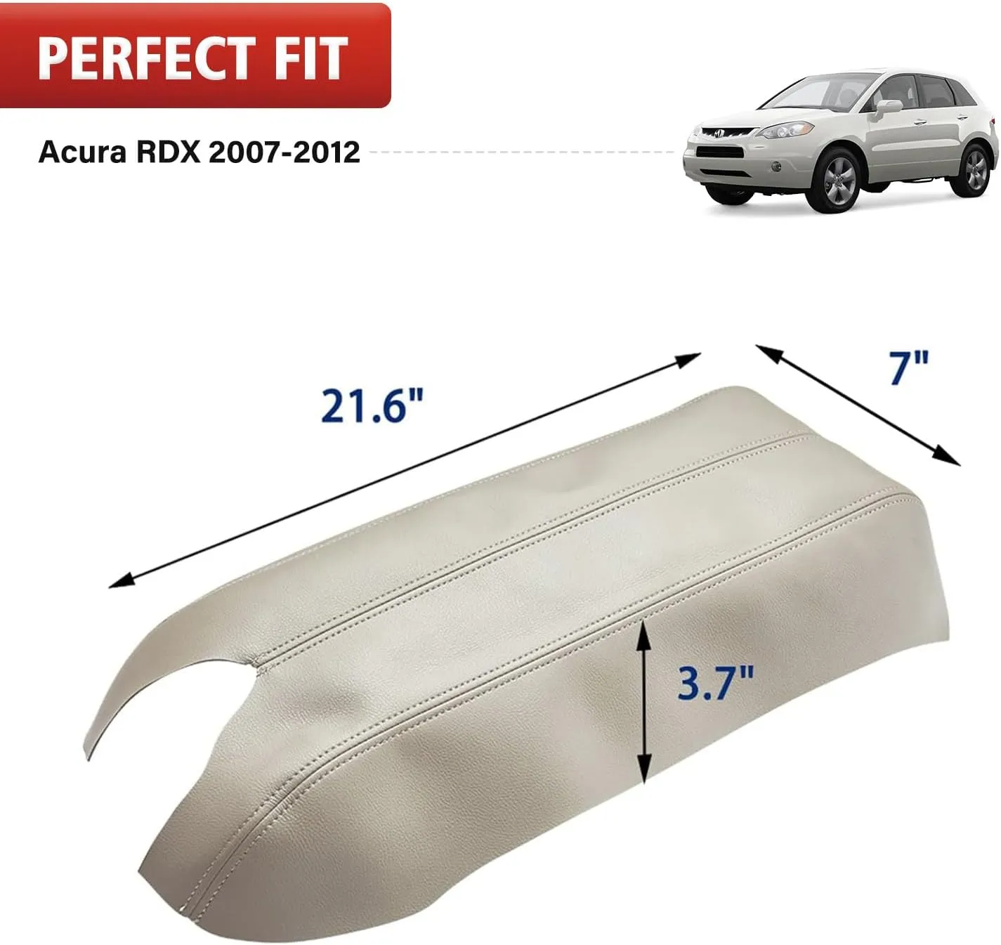 KBH Center Console Armrest Cover Replacement for Acura RDX 2007 2008 2009 2010 2011 2012, Vinyl Leather Middle Console Skin Upholstery, Anti-Scratch, Tan