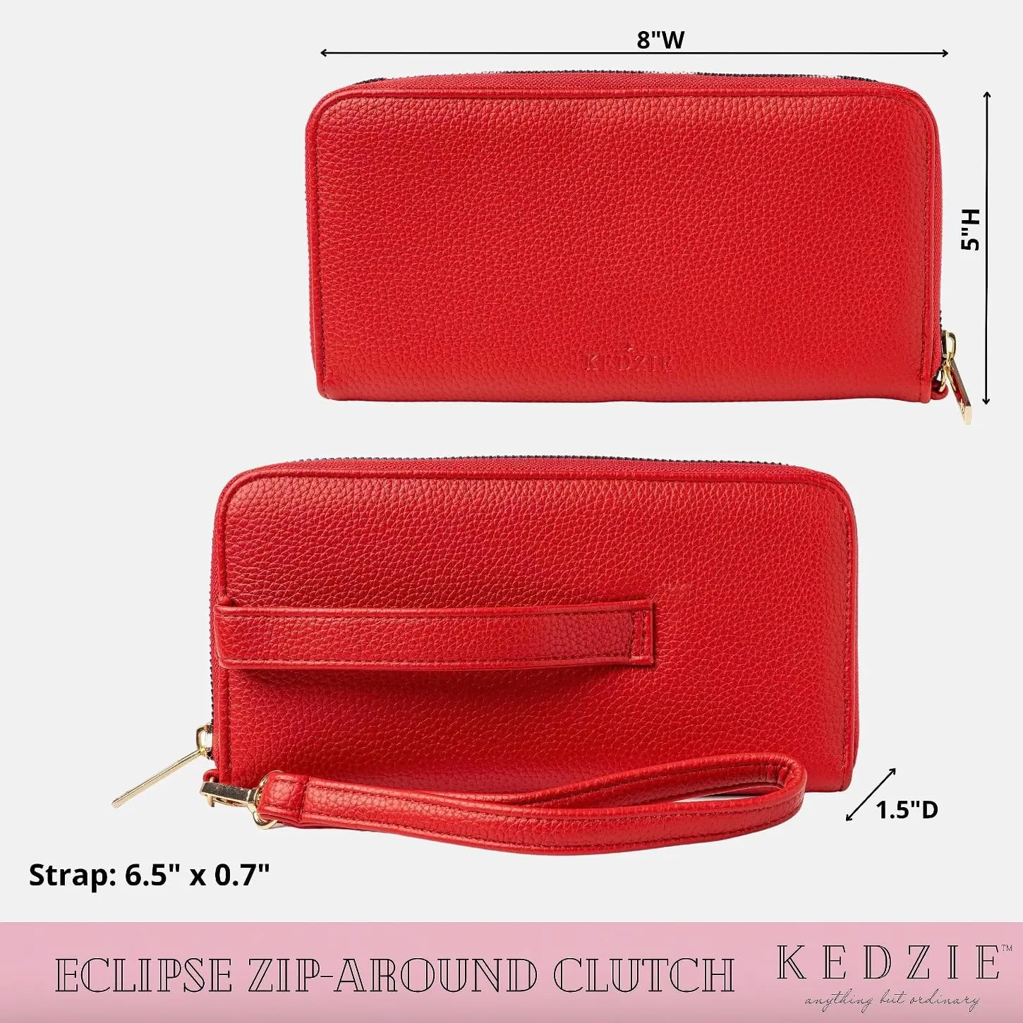 KEDZIE Eclipse Vegan Leather Zip-Around Clutch Wallet Credit Card Holder Phone Wristlet for Women