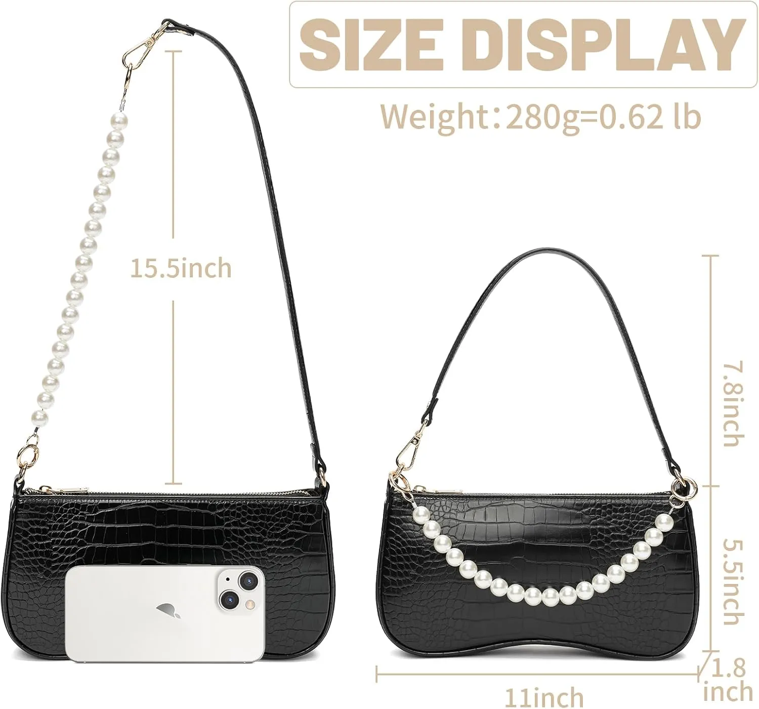 Keyli Small Shoulder Bag for Women Simple Leather Handbags Trendy Clutch Hobo Purse