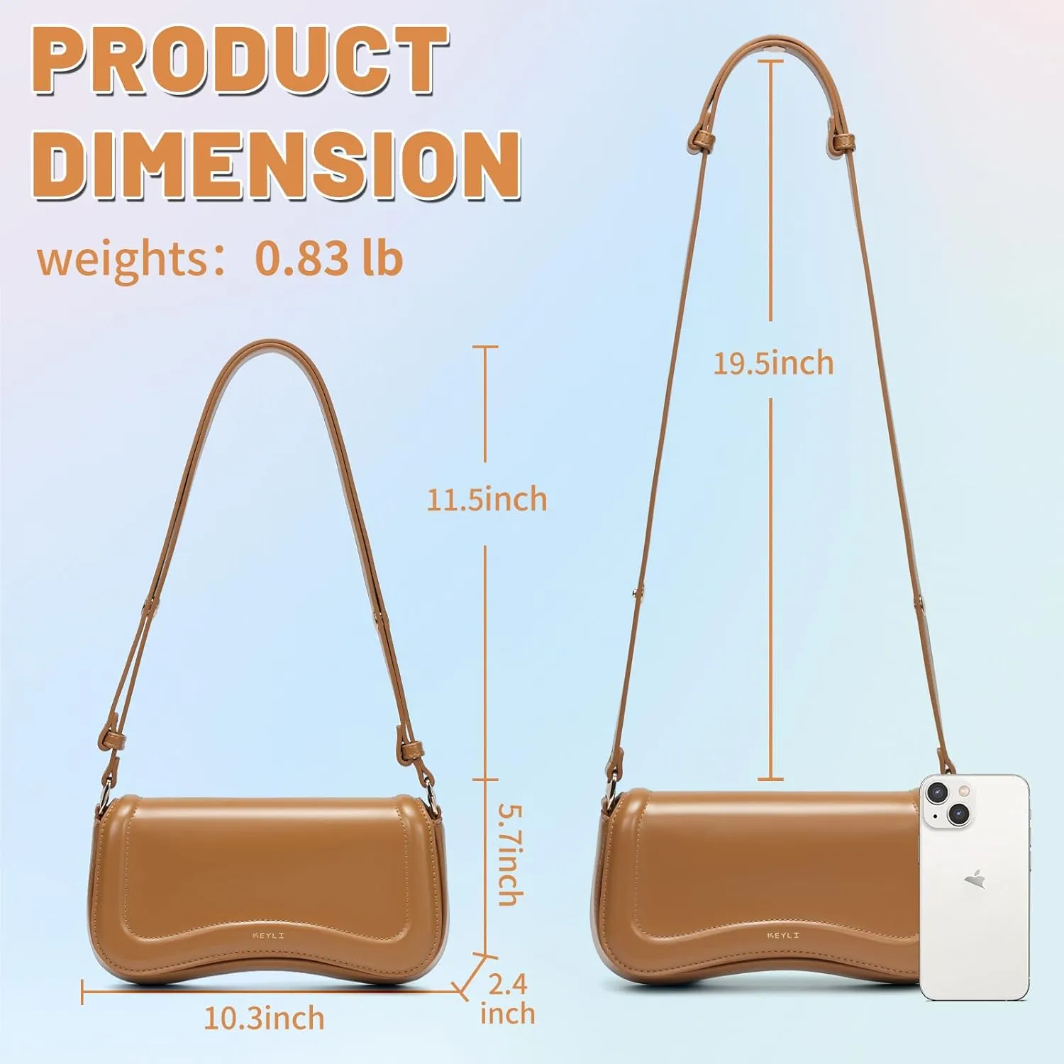 Keyli Small Shoulder Bag for women Trendy Crossbody Purse Waterproof Leather Handbags Clutch Tote Designer Bags