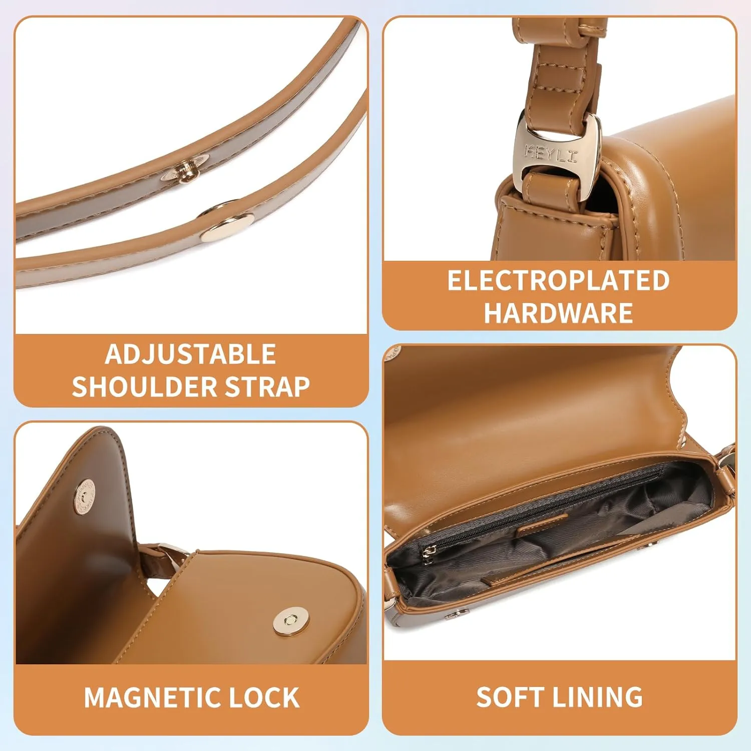 Keyli Small Shoulder Bag for women Trendy Crossbody Purse Waterproof Leather Handbags Clutch Tote Designer Bags