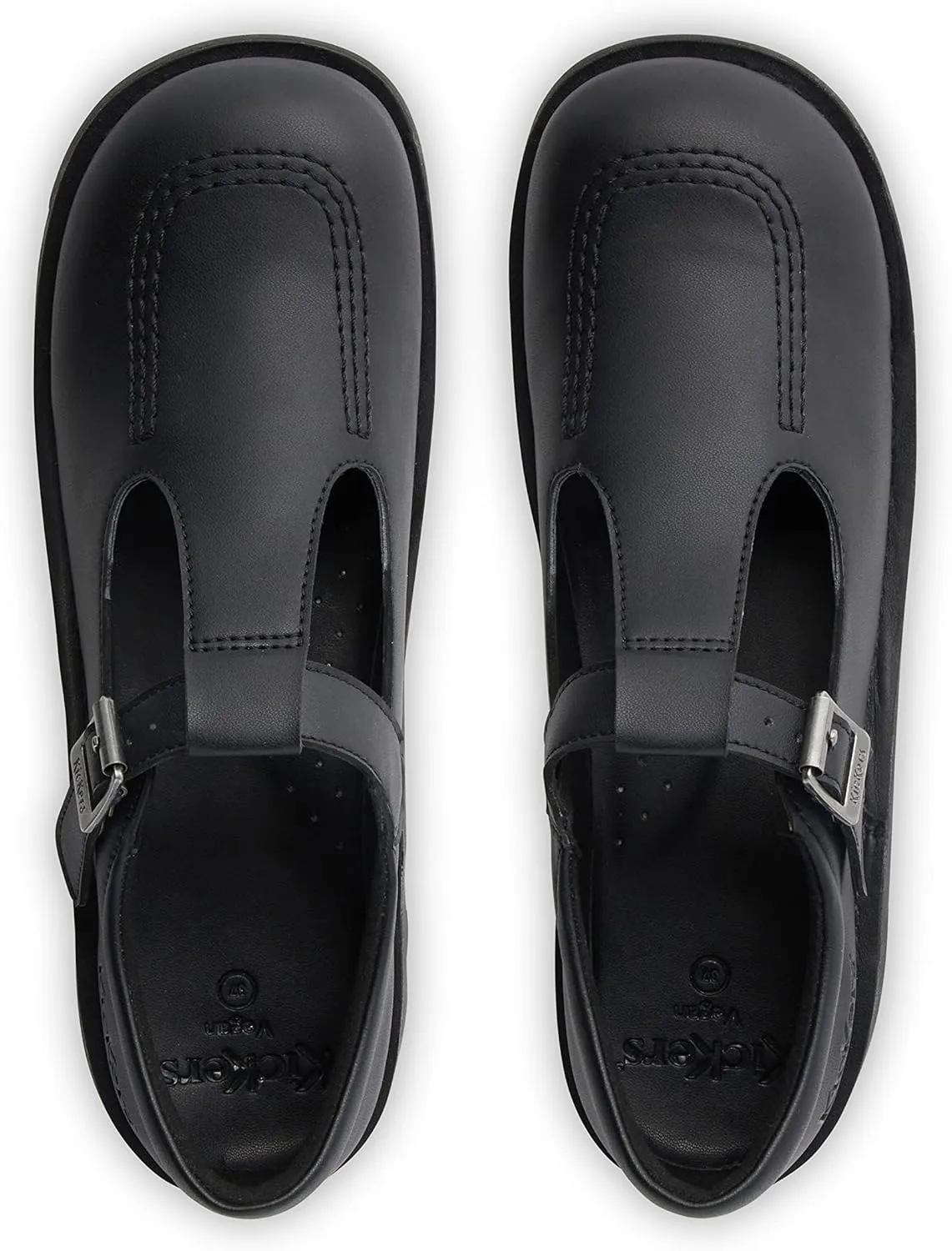 Kickers Girl's Kick T Bar Black School Shoes Uniform