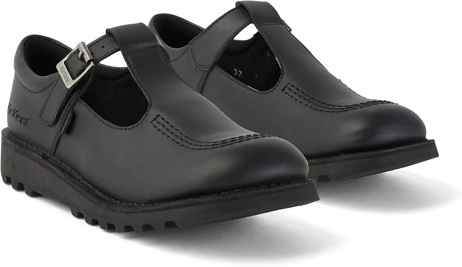 Kickers Girl's Kick T Bar Black School Shoes Uniform