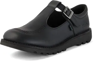 Kickers Girl's Kick T Bar Black School Shoes Uniform