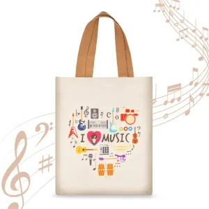 KingPoint Musical Note Tote Bag Shoulder Bag Women Tote Shopping Bag Big Capacity Casual Velvet Handbags for Music Lover Tote