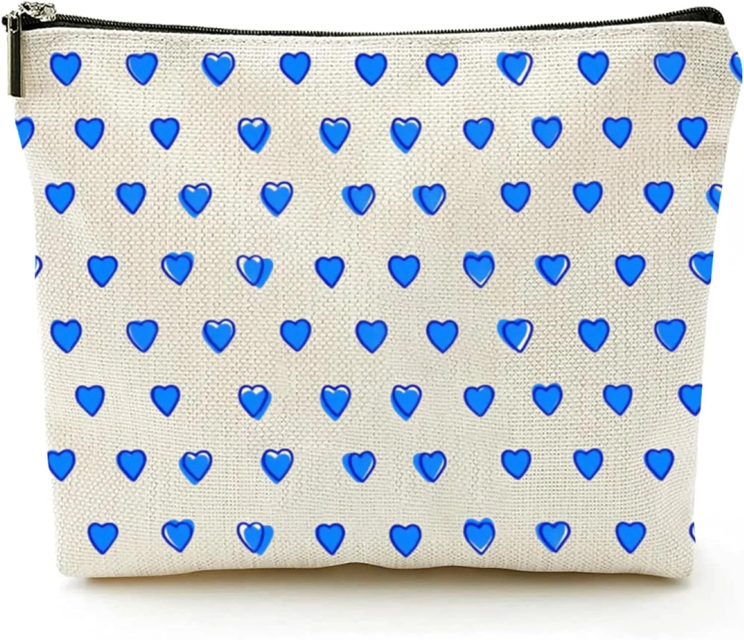 KNoRRS Chic Blue Preppy Makeup Bag - Elegant Zipper Pouch for Travel & Toiletries, Ideal Gift for Teen Girls & Roller Hearts Rabbit Lovers