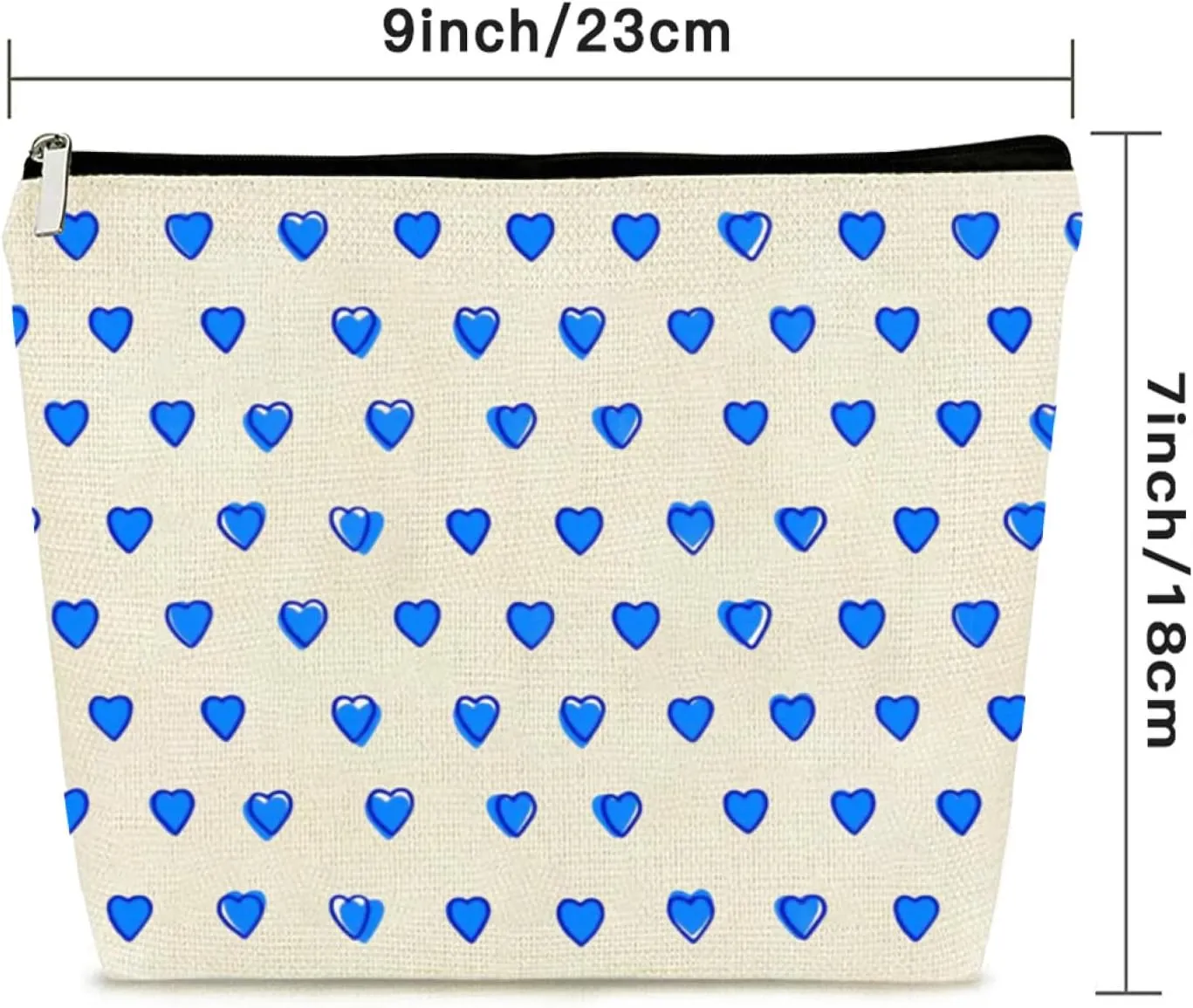 KNoRRS Chic Blue Preppy Makeup Bag - Elegant Zipper Pouch for Travel & Toiletries, Ideal Gift for Teen Girls & Roller Hearts Rabbit Lovers