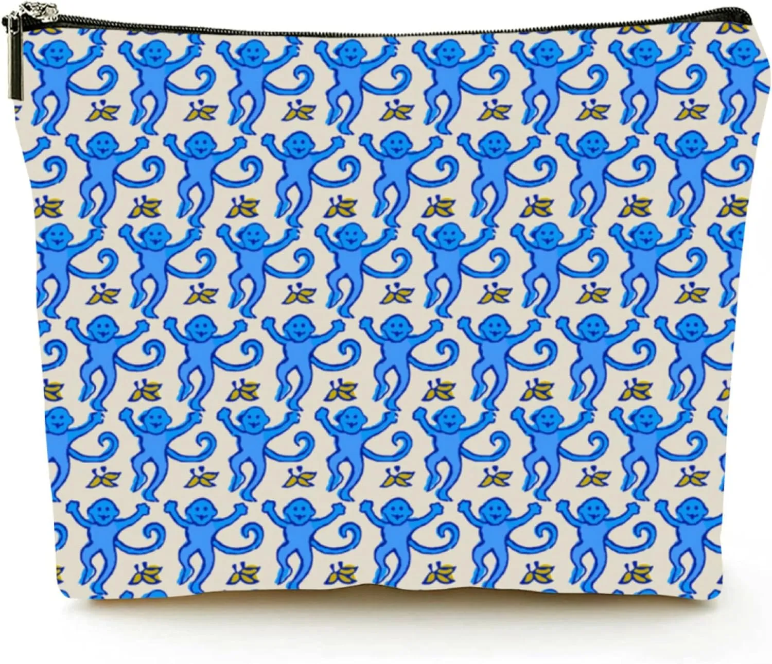 KNoRRS Chic Blue Preppy Makeup Bag - Elegant Zipper Pouch for Travel & Toiletries, Ideal Gift for Teen Girls & Roller Monkey Rabbit Lovers