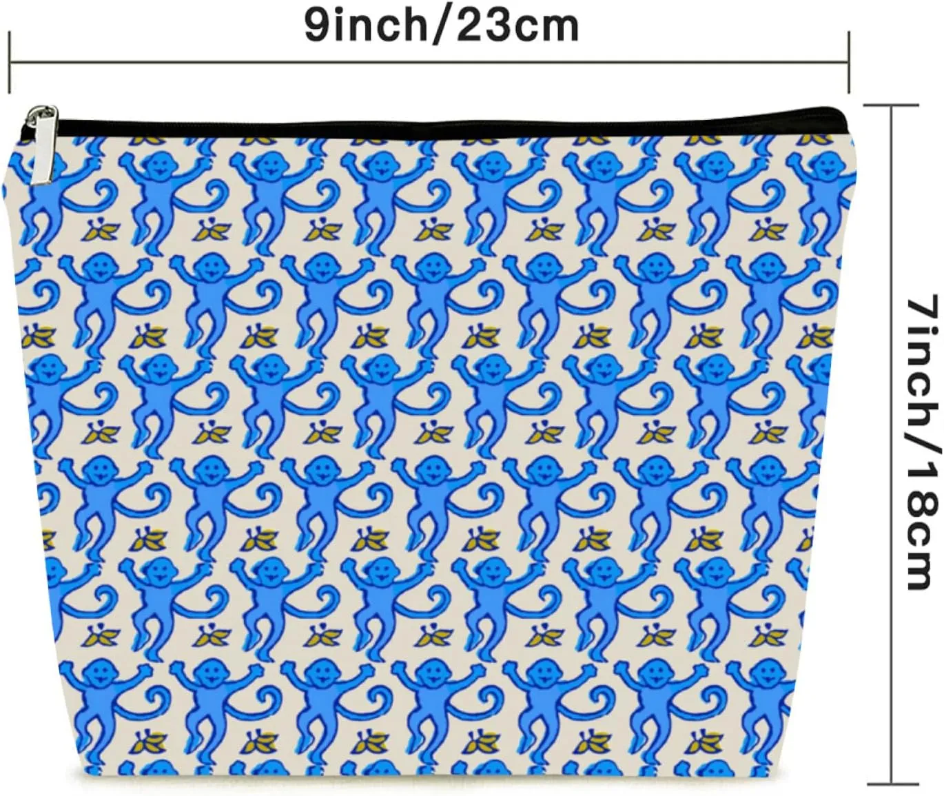 KNoRRS Chic Blue Preppy Makeup Bag - Elegant Zipper Pouch for Travel & Toiletries, Ideal Gift for Teen Girls & Roller Monkey Rabbit Lovers
