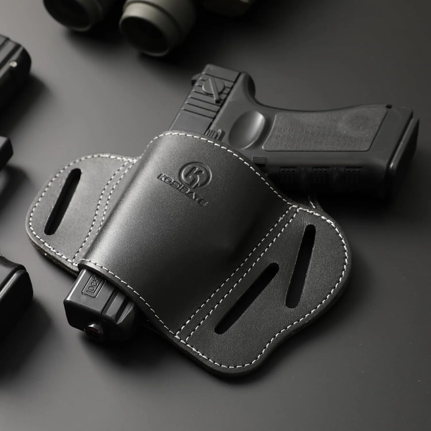 Kosibate 1911 Holster OWB, Leather Pancake Holster Fits All 1911 Style Handguns - Colt 1911 - Sig Sauer - Remington - Ruger & More