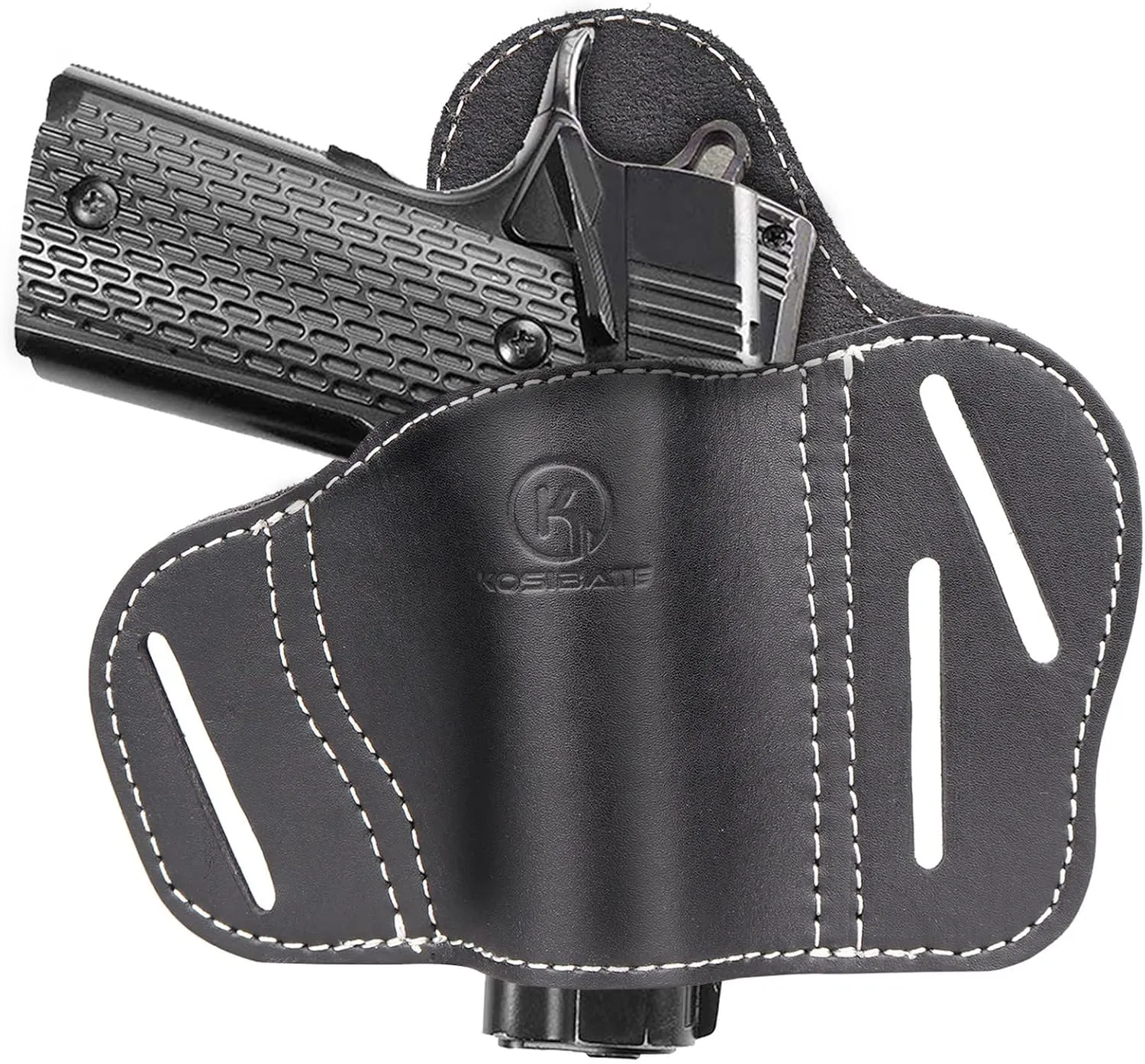 Kosibate 1911 Holster OWB, Leather Pancake Holster Fits All 1911 Style Handguns - Colt 1911 - Sig Sauer - Remington - Ruger & More