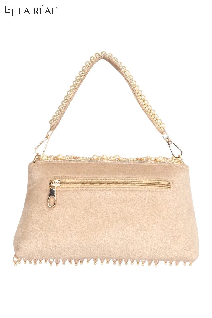 La Reat Divine Women's Bridal Fancy Party Hand Embroidery Clutch Purse in Gold