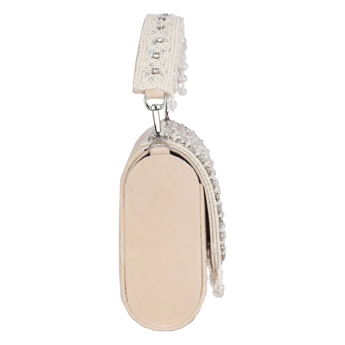 La Reat Glamour Women's Bridal Fancy Party Hand Embroidery Clutch Purse in Beige