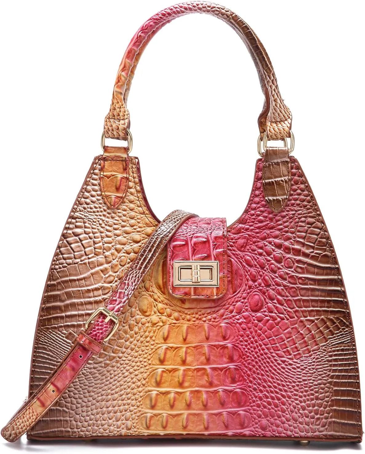 Ladies Tote Leather Bags for Women Crocodile Embossed Zipper Satchel Purse Classy Compartments Crossbody bag