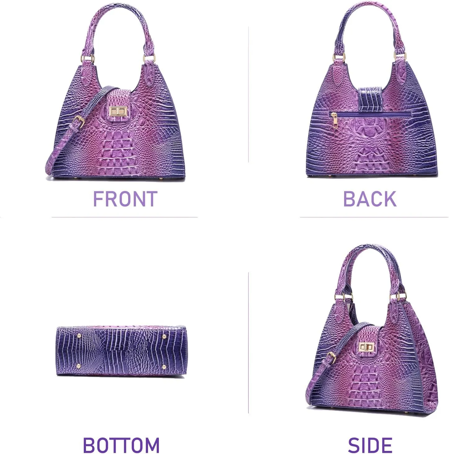 Ladies Tote Leather Bags for Women Crocodile Embossed Zipper Satchel Purse Classy Compartments Crossbody bag