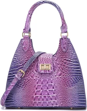 Ladies Tote Leather Bags for Women Crocodile Embossed Zipper Satchel Purse Classy Compartments Crossbody bag