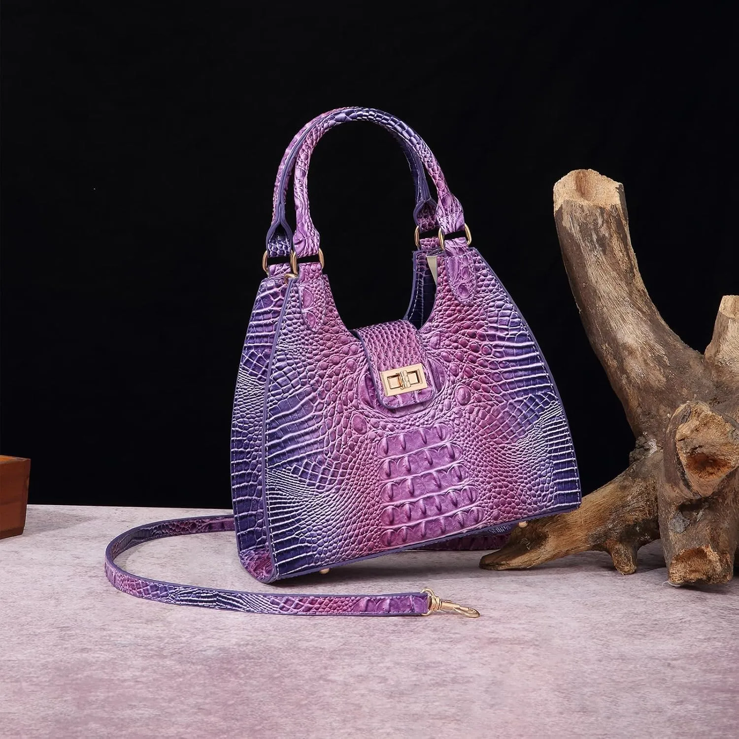 Ladies Tote Leather Bags for Women Crocodile Embossed Zipper Satchel Purse Classy Compartments Crossbody bag