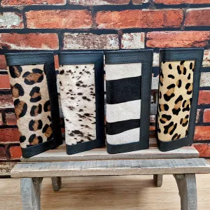Large Black Animal Print Purse In Recycled Leather