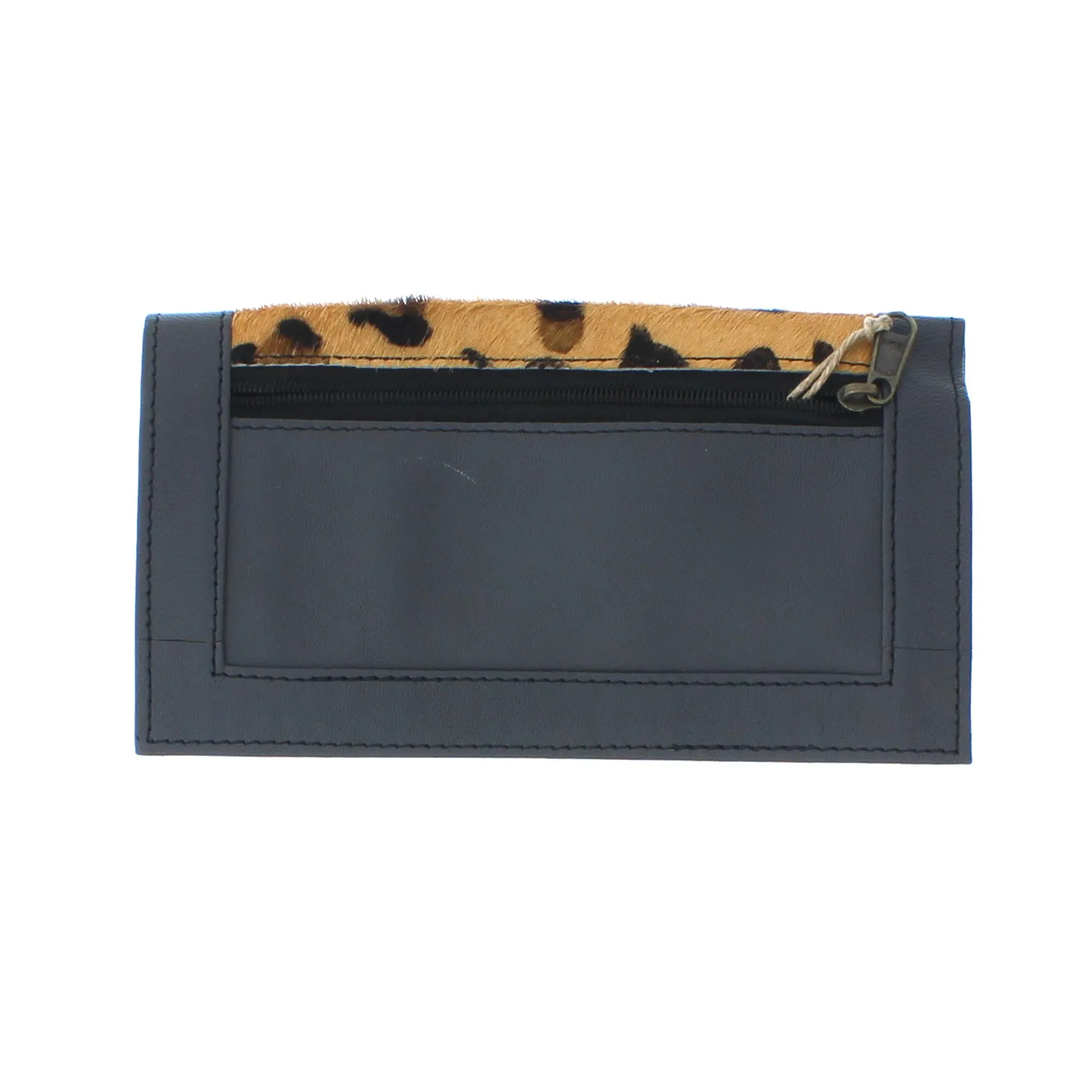 Large Black Animal Print Purse In Recycled Leather