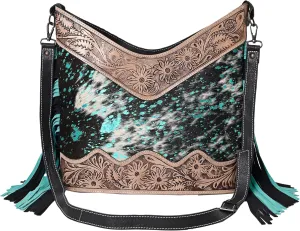 Leather Cross Body Bag Purse for Woman Sling Bag Cowhide Handmade Western Shoulder Bags With Adjustable Strap 12x14 in