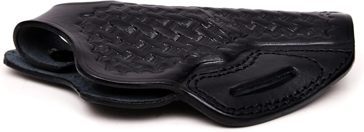 Leather Holster with Safety Lock fits Colt King Cobra or Colt Python, Basket Weave Handcrafted, Right Handed, PulsarHolster