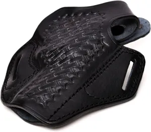 Leather Holster with Safety Lock fits Colt King Cobra or Colt Python, Basket Weave Handcrafted, Right Handed, PulsarHolster