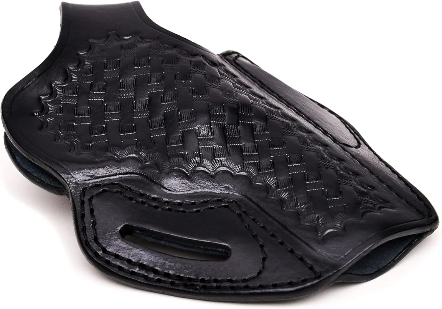 Leather Holster with Safety Lock fits Colt King Cobra or Colt Python, Basket Weave Handcrafted, Right Handed, PulsarHolster