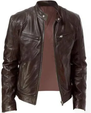 Leather Jacket Mens Club Coat Vintage Autumn Winter Men Jacket Collar Men's Coats Jackets Mens Jacket Lightweight