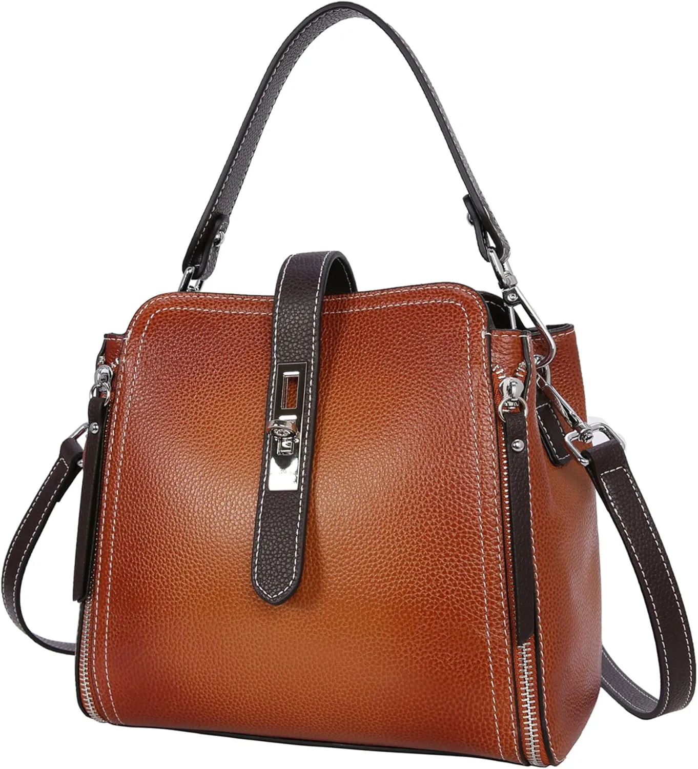 Leather Purses and Handbags Shoulder Bags Satchel Purses Ladies Pocketbook Bag Designer Crossbody Bags (Black)