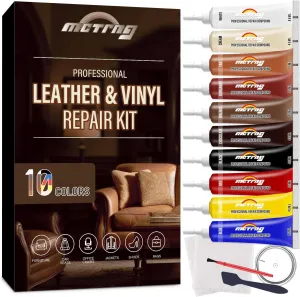 Leather Repair Kit for Furniture, Couch, Sofa, Jacket, Car Seats and Purse, Restores Faux, Artificial, Genuine Pleather and Any Material, with Super Easy to Follow Instructions to Match Any Color