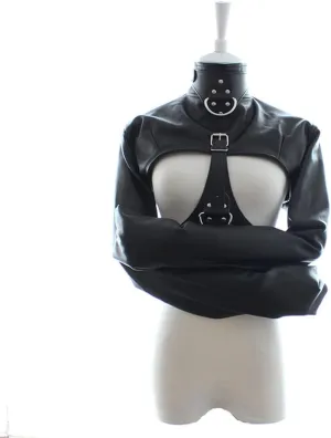 Leather Straight Jacket Sports Armor, Soft Hand Cross Arm Guard Sleeve, Adjustable Novelty Fancy Costume Performance Jackets