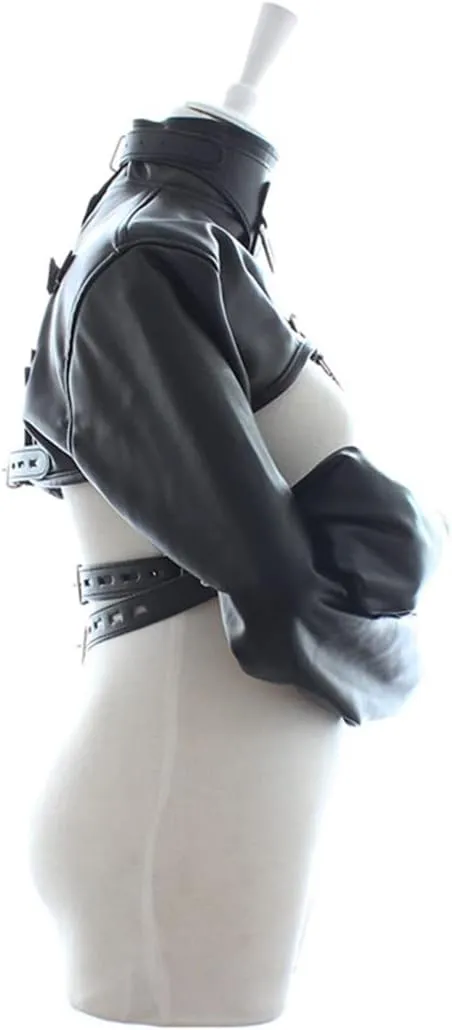 Leather Straight Jacket Sports Armor, Soft Hand Cross Arm Guard Sleeve, Adjustable Novelty Fancy Costume Performance Jackets