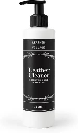 LEATHER VILLAGE Leather Cleaner and Conditioner 11 oz – Stain Remover for Car Interiors, Leather Furniture, Couch, Chair, Jackets, Shoes, Purse, Bag with a Non-Toxic, Restoring Formula