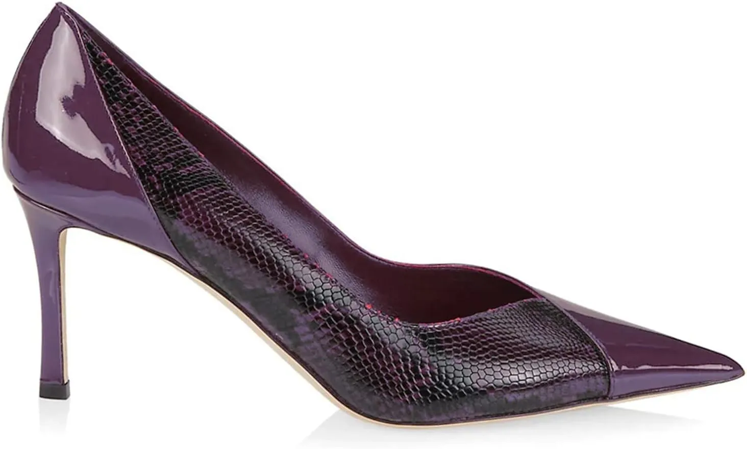 LEHOOR Women Snakeskin Stiletto High Heels Closed Pointed Toe Pumps Patchwork Cap Toe Slip on Stilettos Sandals 3 Inch Patent Sexy Thin High Heels Snake Print Party Dressy Wedding 4-11 M US