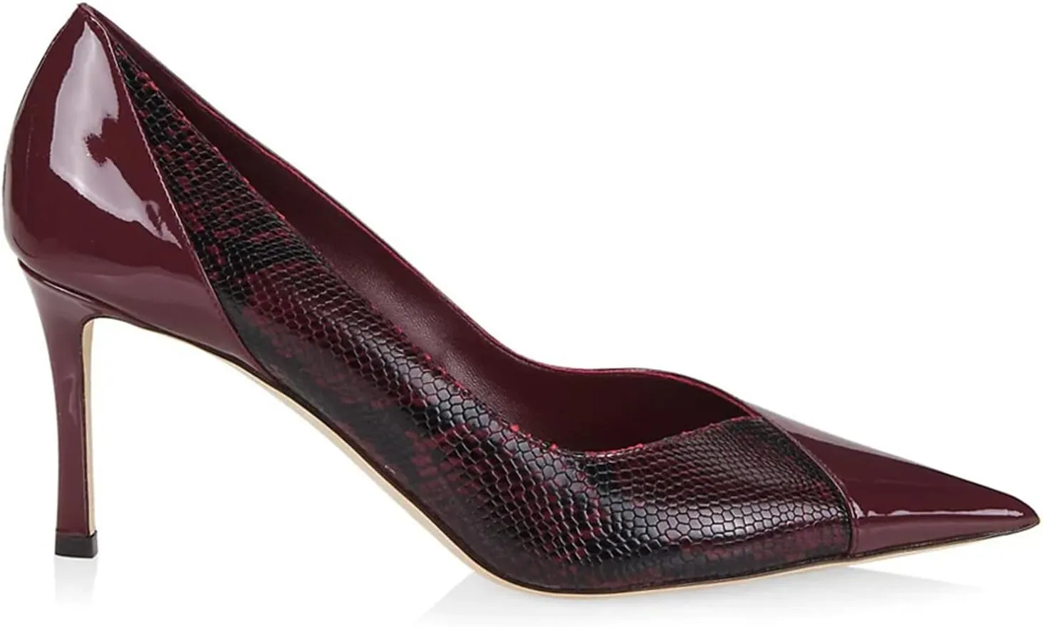 LEHOOR Women Snakeskin Stiletto High Heels Closed Pointed Toe Pumps Patchwork Cap Toe Slip on Stilettos Sandals 3 Inch Patent Sexy Thin High Heels Snake Print Party Dressy Wedding 4-11 M US