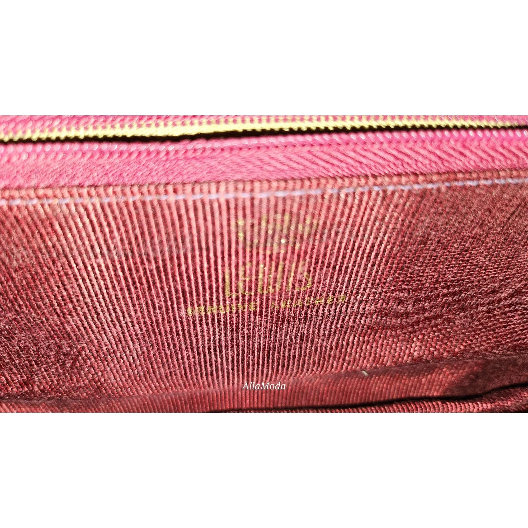 Lewis NOS NWT Red Leather Clutch w Bold Gold Accents