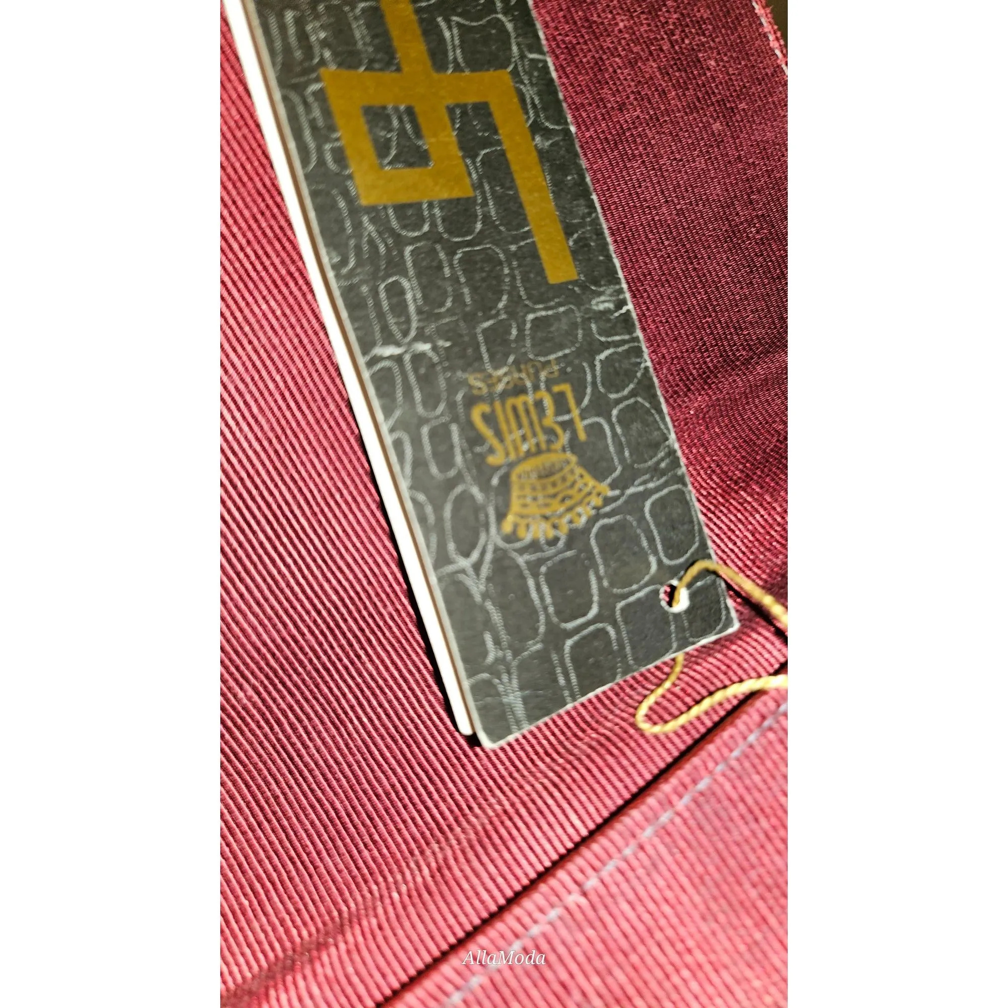 Lewis NOS NWT Red Leather Clutch w Bold Gold Accents