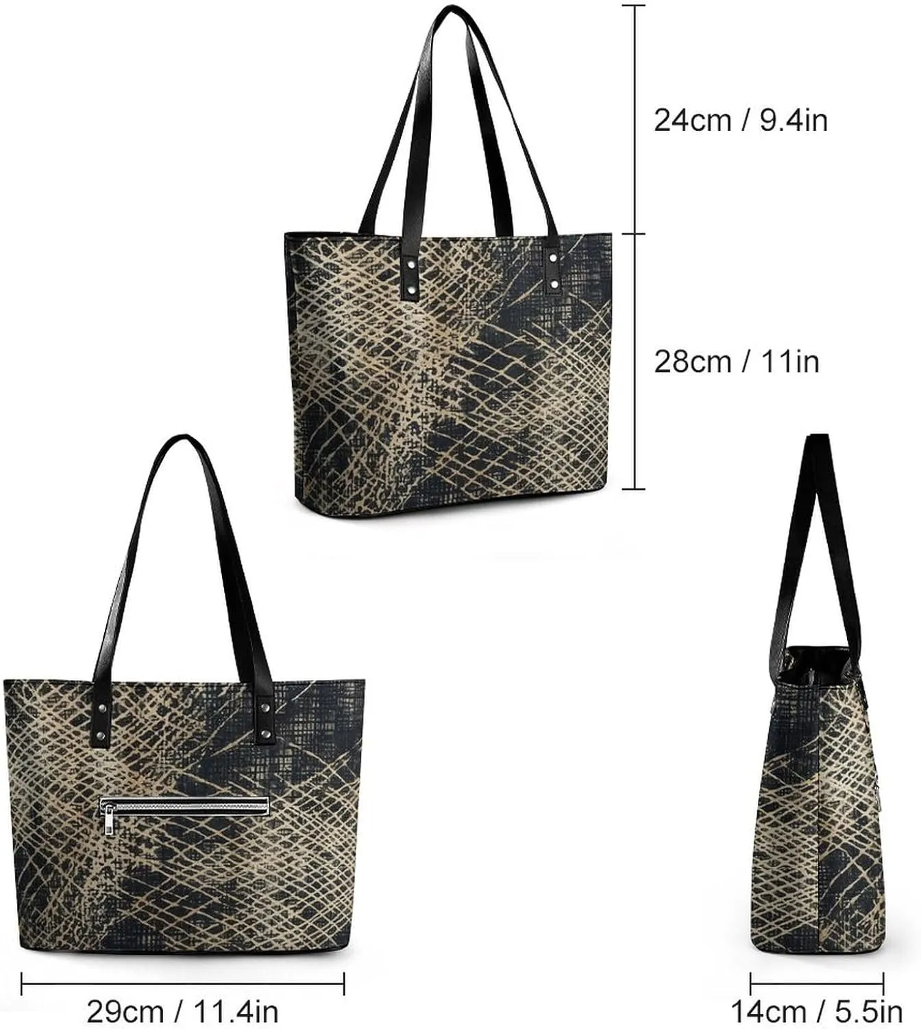 Line Tropical Leaves Bag Purse Handbag for Women Top Handle Satchel Shoulder with Zipper Tote Bags Large