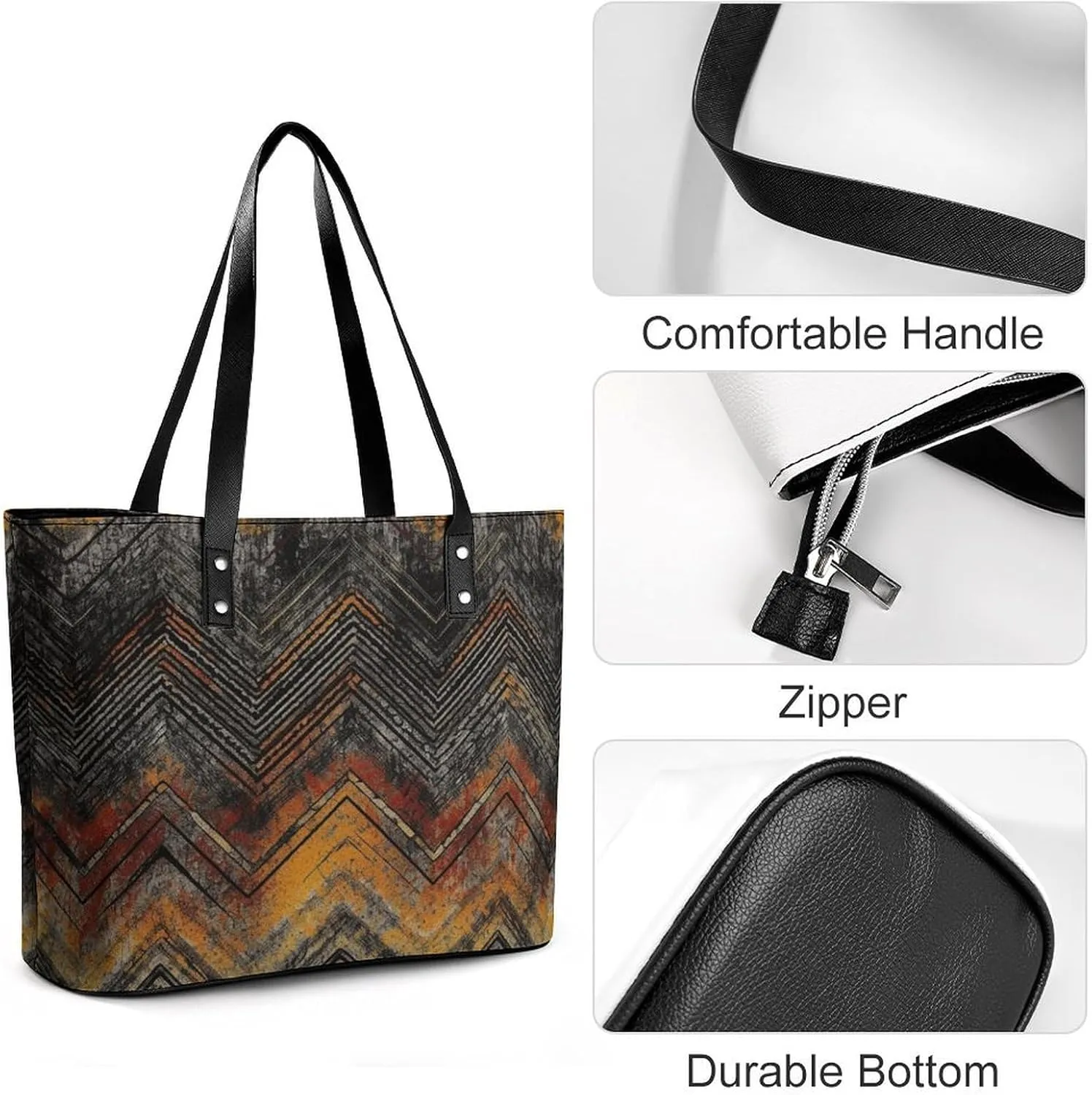 Line Tropical Leaves Bag Purse Handbag for Women Top Handle Satchel Shoulder with Zipper Tote Bags Large